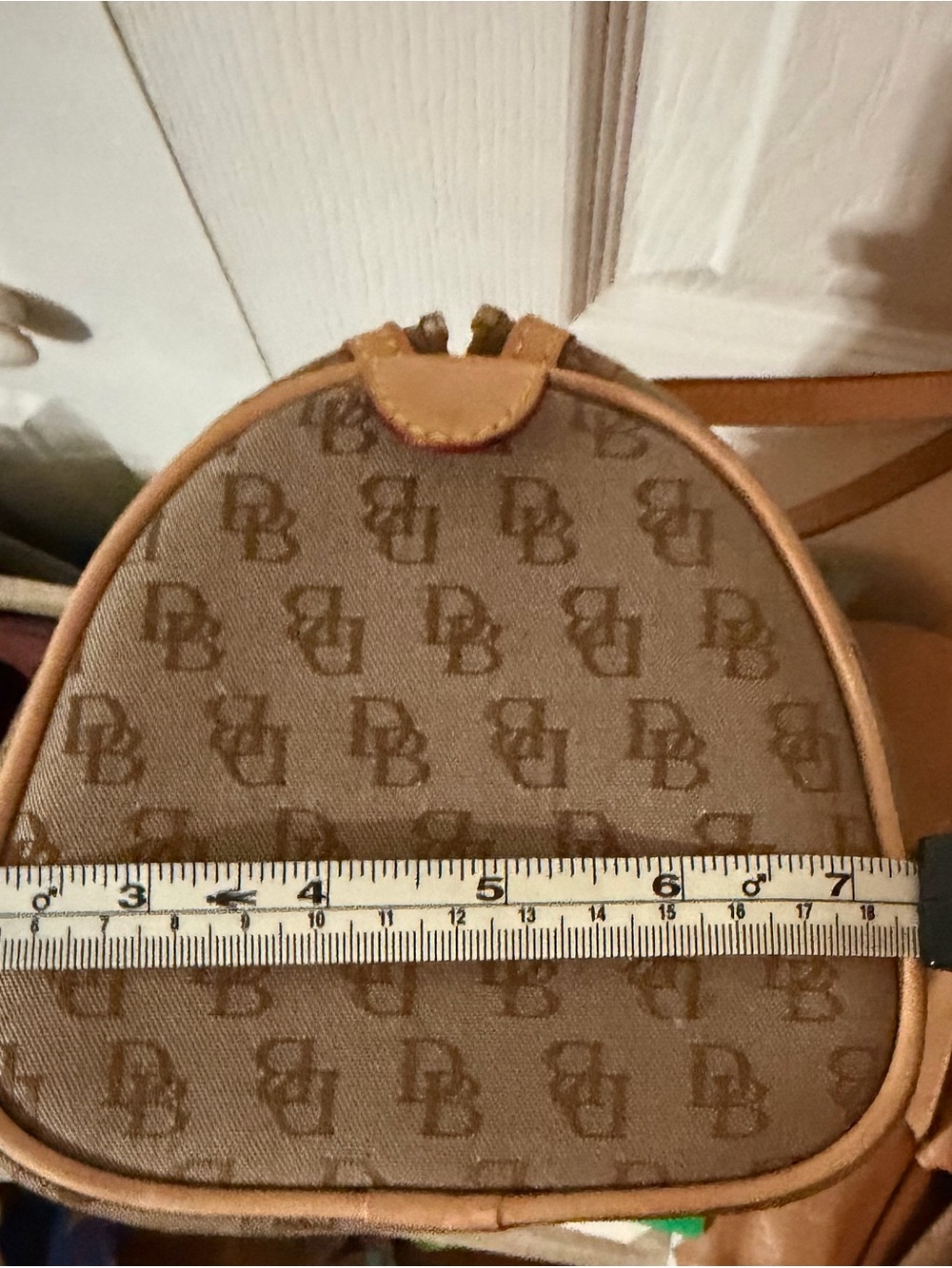 Dooney & Bourke Brown Logo Satchel with Tan Leather Trim - Picture 7 of 7